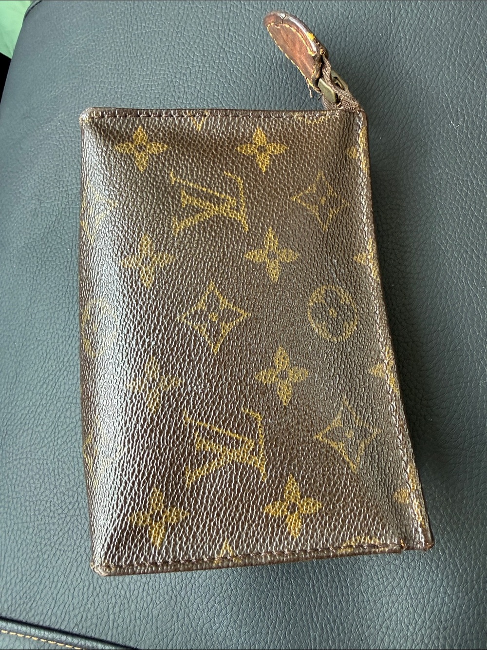 Louis Vuitton Monogram Canvas Zip Pouch - Brown/Gold Small-Zipper is replaced